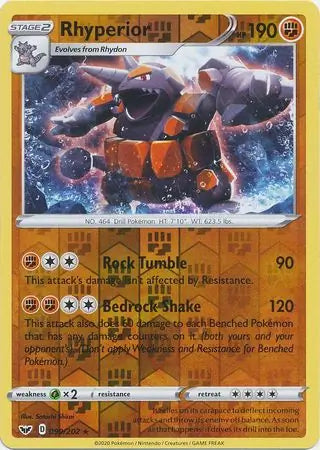 Rhyperior 099/202 (SWSH01: Sword & Shield Base Set)  - Reverse Holofoil | Good Games Adelaide SA