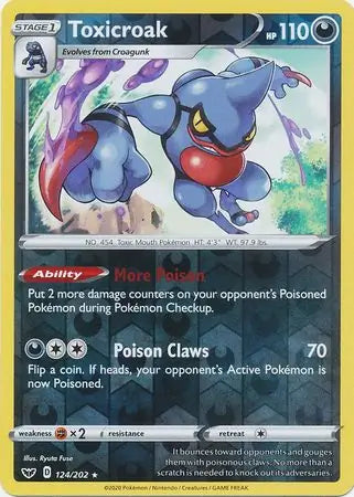Toxicroak 124/202 (SWSH01: Sword & Shield Base Set)  - Reverse Holofoil | Good Games Adelaide SA