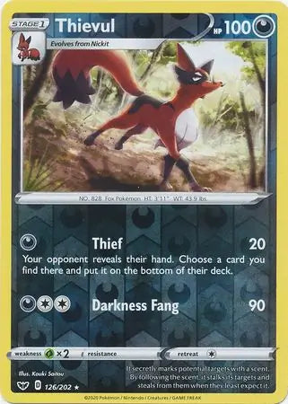 Thievul 126/202 (SWSH01: Sword & Shield Base Set)  - Reverse Holofoil | Good Games Adelaide SA