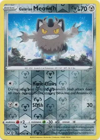 Galarian Meowth 127/202 (SWSH01: Sword & Shield Base Set)  - Reverse Holofoil | Good Games Adelaide SA