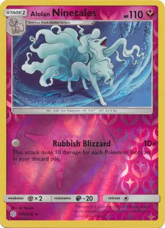 Alolan Ninetales 145/236 (SM - Cosmic Eclipse)  - Reverse Holofoil | Good Games Adelaide SA