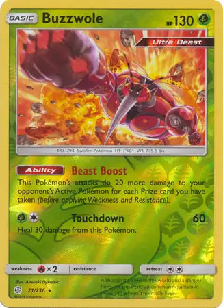 Buzzwole 21/236 (SM - Cosmic Eclipse)  - Reverse Holofoil | Good Games Adelaide SA