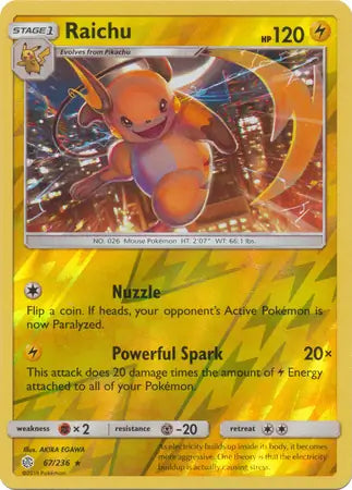 Raichu 67/236 (SM - Cosmic Eclipse)  - Reverse Holofoil | Good Games Adelaide SA