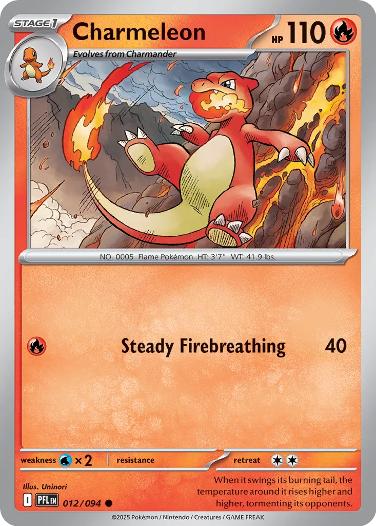 Charmeleon 012/094 (ME02: Phantasmal Flames)  - Reverse Holofoil | Good Games Adelaide SA