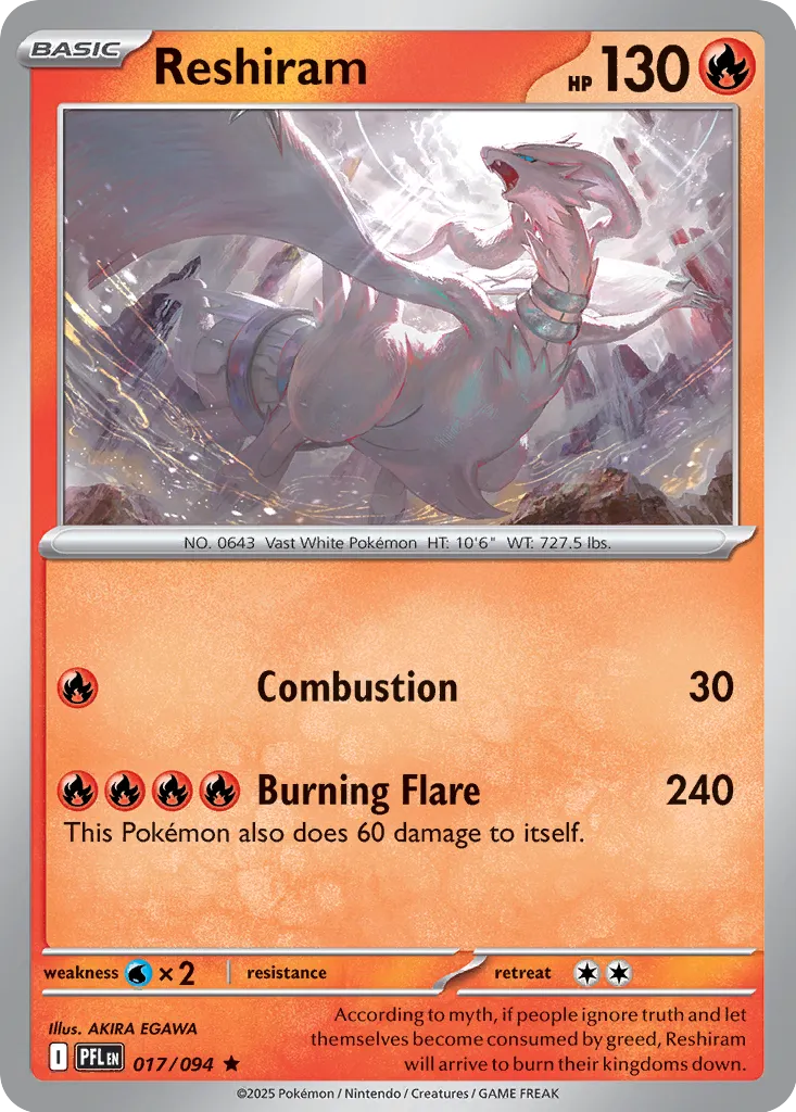 Reshiram 017/094 (ME02: Phantasmal Flames)  - Holofoil | Good Games Adelaide SA