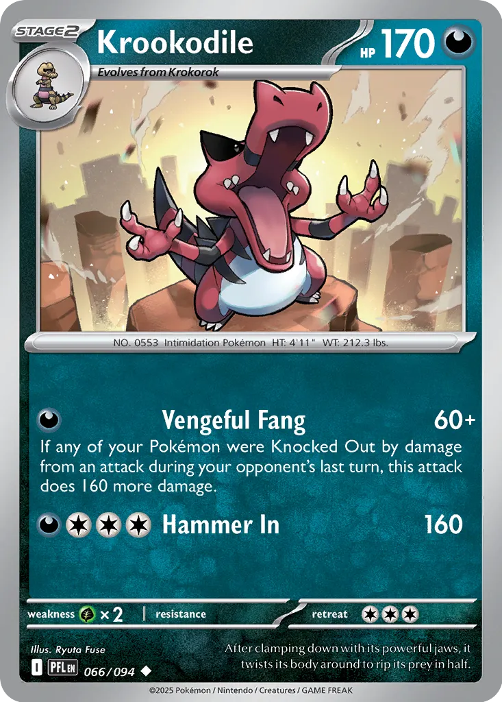 Krookodile 066/094 (ME02: Phantasmal Flames)  - Reverse Holofoil | Good Games Adelaide SA