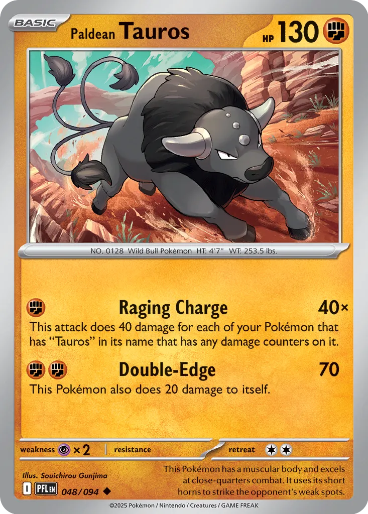 Paldean Tauros 048/094 (ME02: Phantasmal Flames)  - Reverse Holofoil | Good Games Adelaide SA