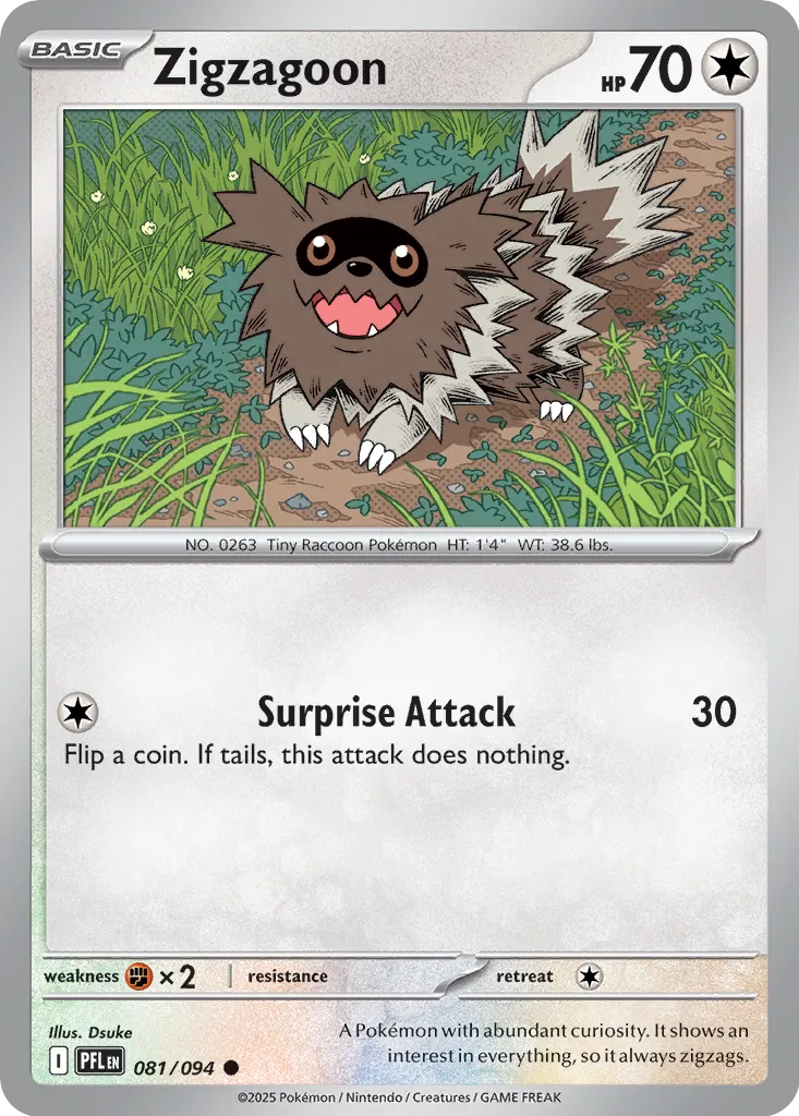 Zigzagoon 081/094 (ME02: Phantasmal Flames)  - Reverse Holofoil | Good Games Adelaide SA