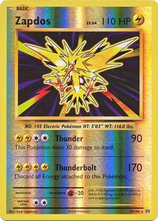 Zapdos 42/108 (XY - Evolutions)  - Reverse Holofoil | Good Games Adelaide SA
