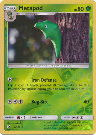 Metapod 2/149 (SM Base Set)  - Reverse Holofoil | Good Games Adelaide SA