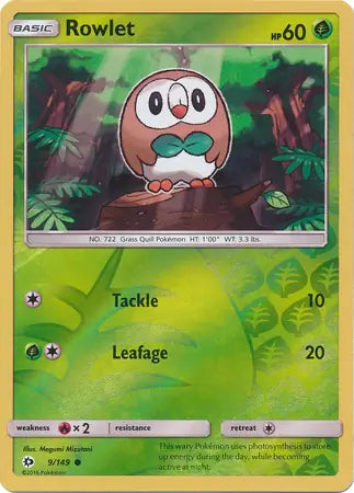 Rowlet 9/149 (SM Base Set)  - Reverse Holofoil | Good Games Adelaide SA