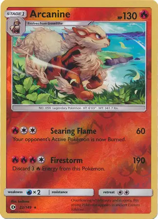 Arcanine 22/149 (SM Base Set)  - Reverse Holofoil | Good Games Adelaide SA