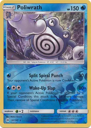 Poliwrath 32/149 (SM Base Set)  - Reverse Holofoil | Good Games Adelaide SA