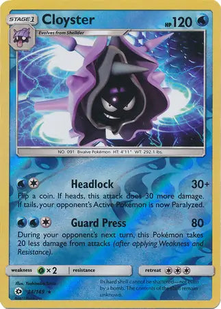 Cloyster 34/149 (SM Base Set)  - Reverse Holofoil | Good Games Adelaide SA