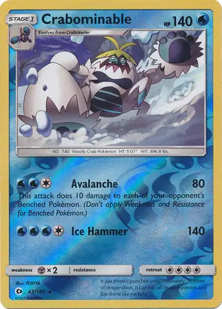 Crabominable 43/149 (SM Base Set)  - Reverse Holofoil | Good Games Adelaide SA