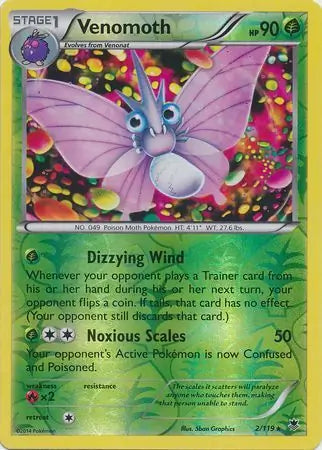 Venomoth 2/119 (XY - Phantom Forces)  - Reverse Holofoil | Good Games Adelaide SA
