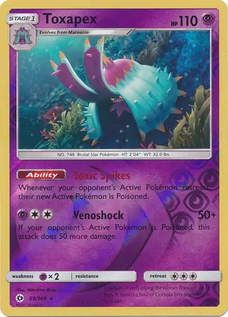 Toxapex 63/149 (SM Base Set)  - Reverse Holofoil | Good Games Adelaide SA