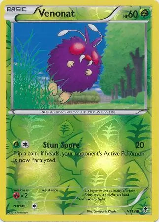 Venonat 1/119 (XY - Phantom Forces)  - Reverse Holofoil | Good Games Adelaide SA