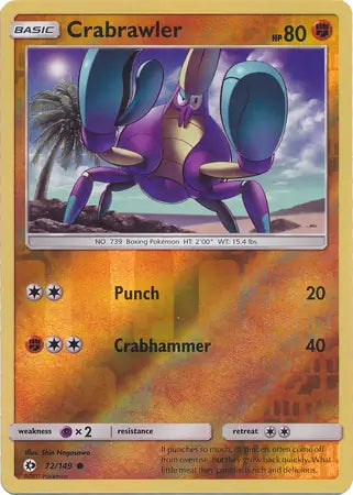 Crabrawler 72/149 (SM Base Set)  - Reverse Holofoil | Good Games Adelaide SA