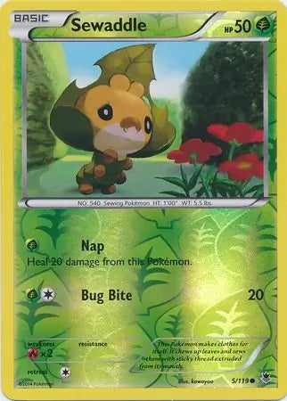 Sewaddle 5/119 (XY - Phantom Forces)  - Reverse Holofoil | Good Games Adelaide SA