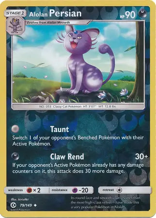 Alolan Persian 79/149 (SM Base Set)  - Reverse Holofoil | Good Games Adelaide SA