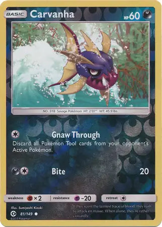 Carvanha 81/149 (SM Base Set)  - Reverse Holofoil | Good Games Adelaide SA