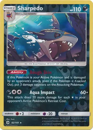Sharpedo 82/149 (SM Base Set)  - Reverse Holofoil | Good Games Adelaide SA