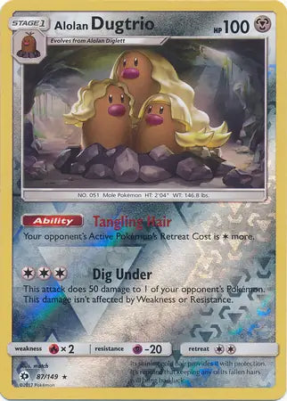 Alolan Dugtrio 87/149 (SM Base Set)  - Reverse Holofoil | Good Games Adelaide SA