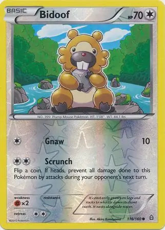Bidoof 116/160 (XY - Primal Clash)  - Reverse Holofoil | Good Games Adelaide SA