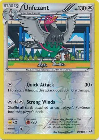 Unfezant 80/108 (XY - Roaring Skies)  - Reverse Holofoil | Good Games Adelaide SA