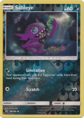 Sableye 80/145 (SM - Guardians Rising)  - Reverse Holofoil | Good Games Adelaide SA