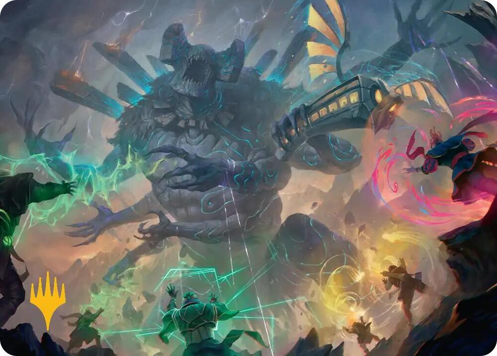 Moment of Reckoning Art Card Gold Stamped Planeswalker Symbol 19 (Art Series: Secrets of Strixhaven)  | Good Games Adelaide SA