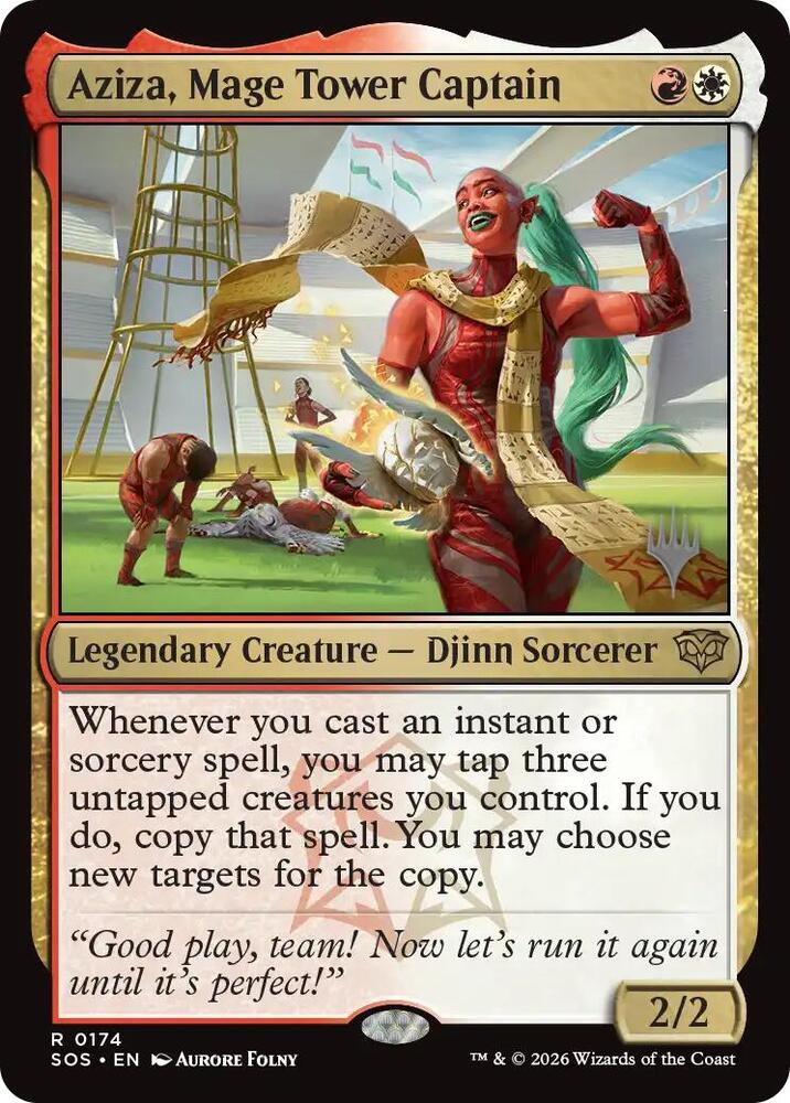 Aziza Mage Tower Captain 174 (Promo Pack: Secrets of Strixhaven)  - Foil | Good Games Adelaide SA