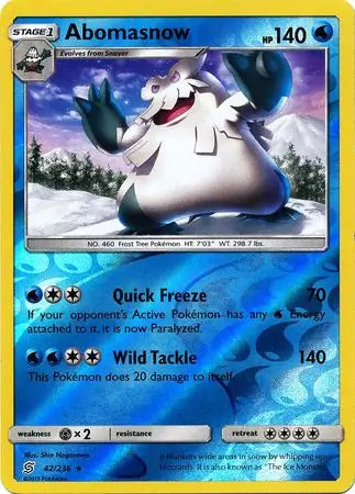 Abomasnow 42/236 (SM - Unified Minds)  - Reverse Holofoil | Good Games Adelaide SA