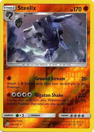 Steelix 104/236 (SM - Unified Minds)  - Reverse Holofoil | Good Games Adelaide SA