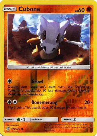 Cubone 105/236 (SM - Unified Minds)  - Reverse Holofoil | Good Games Adelaide SA