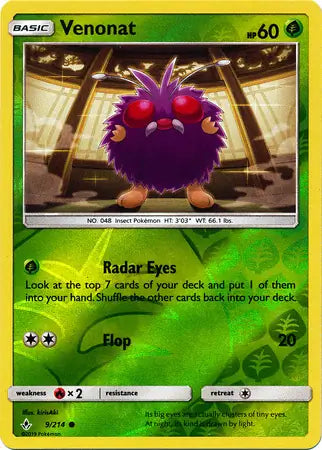 Venonat 9/214 (SM - Unbroken Bonds)  - Reverse Holofoil | Good Games Adelaide SA