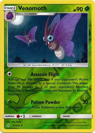 Venomoth 11/214 (SM - Unbroken Bonds)  - Reverse Holofoil | Good Games Adelaide SA