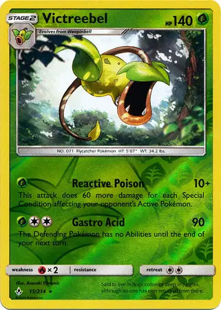 Victreebel 15/214 (SM - Unbroken Bonds)  - Reverse Holofoil | Good Games Adelaide SA