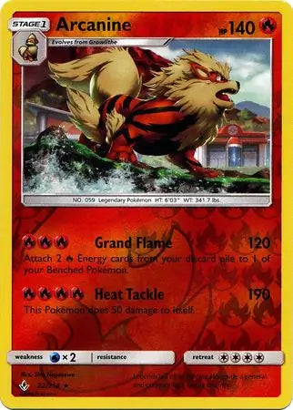 Arcanine 22/214 (SM - Unbroken Bonds)  - Reverse Holofoil | Good Games Adelaide SA