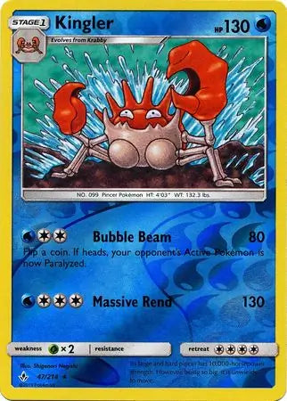 Kingler 47/214 (SM - Unbroken Bonds)  - Reverse Holofoil | Good Games Adelaide SA