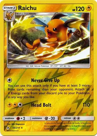 Raichu 55/214 (SM - Unbroken Bonds)  - Reverse Holofoil | Good Games Adelaide SA