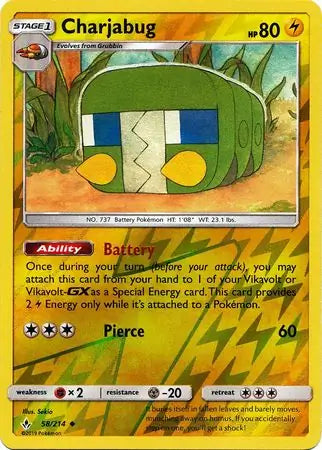 Charjabug 58/214 (SM - Unbroken Bonds)  - Reverse Holofoil | Good Games Adelaide SA