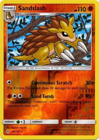 Sandslash 84/214 (SM - Unbroken Bonds)  - Reverse Holofoil | Good Games Adelaide SA