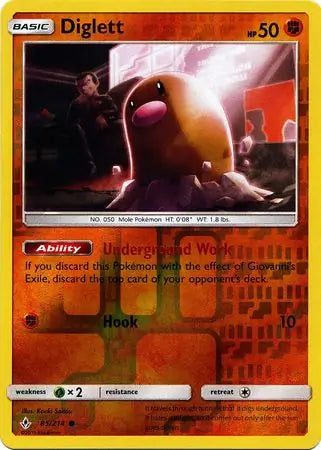 Diglett 85/214 (SM - Unbroken Bonds)  - Reverse Holofoil | Good Games Adelaide SA