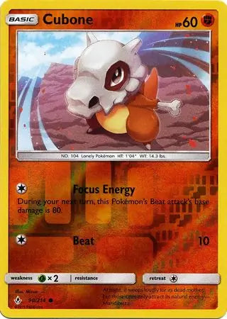 Cubone 90/214 (SM - Unbroken Bonds)  - Reverse Holofoil | Good Games Adelaide SA