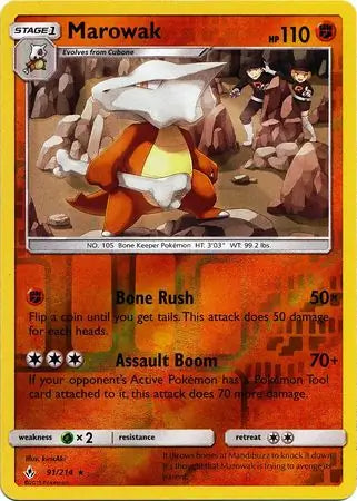 Marowak 91/214 (SM - Unbroken Bonds)  - Reverse Holofoil | Good Games Adelaide SA