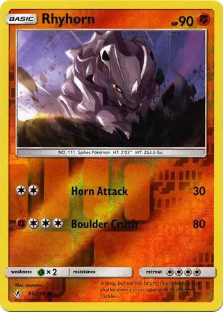 Rhyhorn 93/214 (SM - Unbroken Bonds)  - Reverse Holofoil | Good Games Adelaide SA