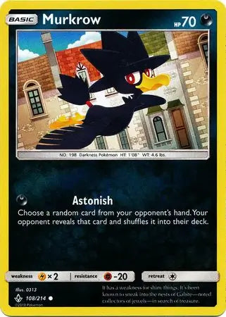 Murkrow 108/214 (SM - Unbroken Bonds)  - Reverse Holofoil | Good Games Adelaide SA