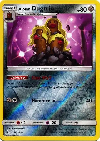 Alolan Dugtrio 122/214 (SM - Unbroken Bonds)  - Reverse Holofoil | Good Games Adelaide SA